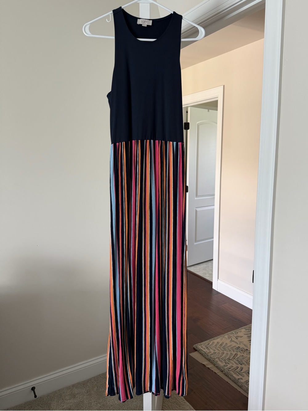 Loft Outlet racerback sleeveless striped maxi dress - size small